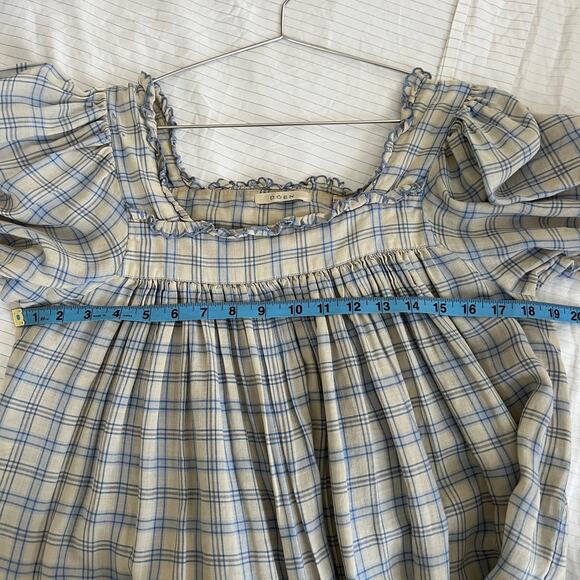 DÔEN Frede Meadowlark Plaid Babydoll Short Mini Dress Size M - Picture 11 of 13